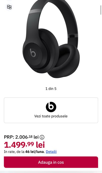 Casti BEATS Studio pro, sigilate, black si blue. Transport Zero