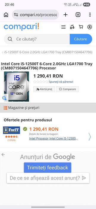 Procesor I5 12500 T 6 core