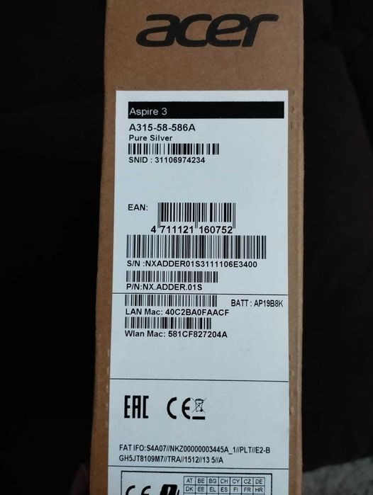 Ноутбук Acer Aspire A315-58