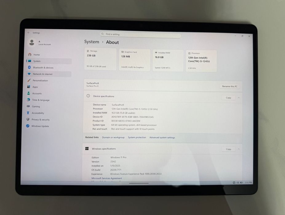Microsoft Surface PRO 9 i5 12th 16GB RAM / SSD 256GB