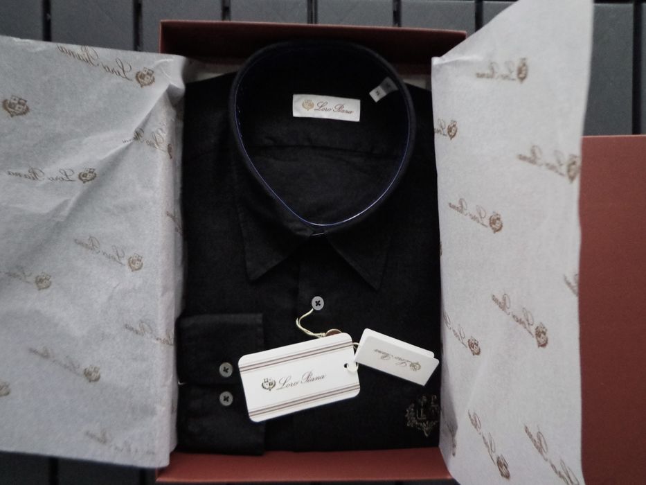 Мъжка ленена риза -L.P  с бродирано лого