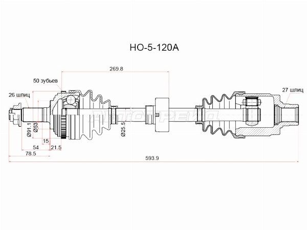 Привод в сборе  LH  Honda Cr-v