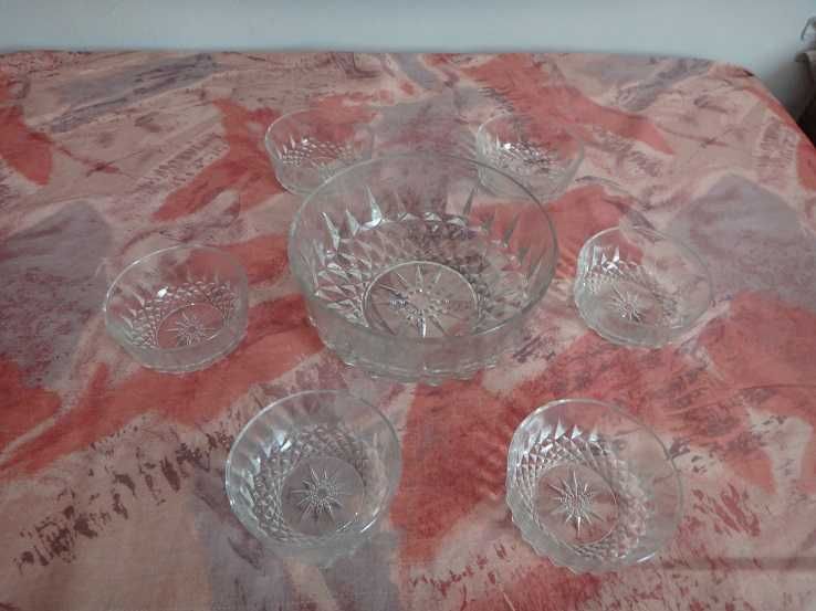 Полски стъклен сервиз / Фруктиера с купички