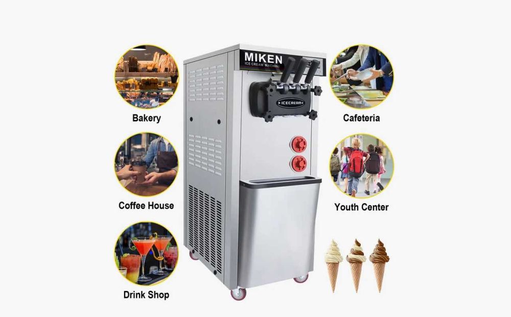 Soft Ice Cream Machine 3 Dispenserli Мороженое Аппарат Кафе Бизнес
