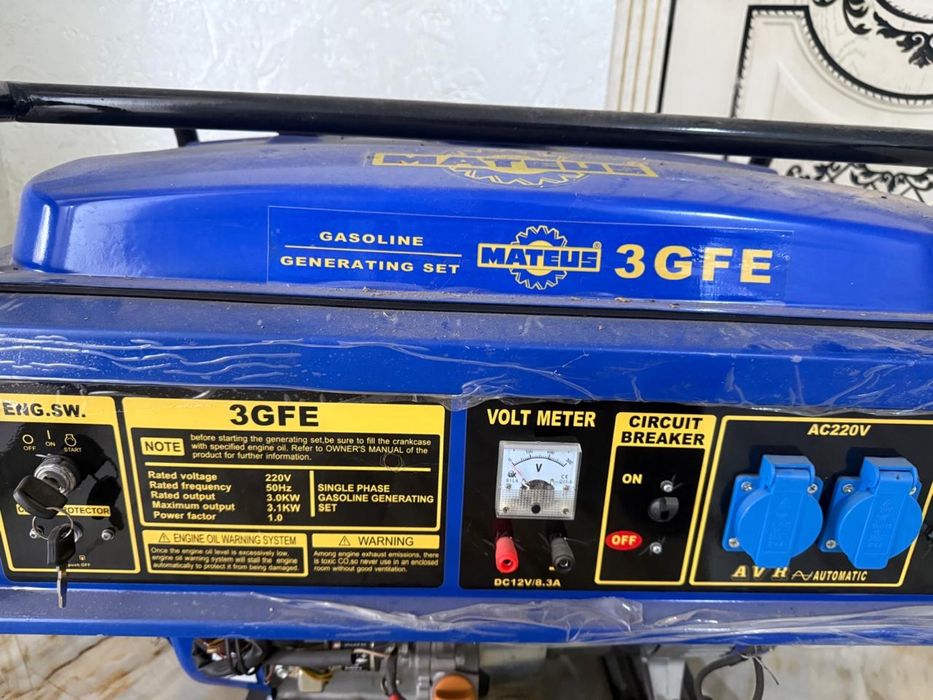 Бензиновый генератор Mateus 3GFE 3 кВт, 220V, с AVR