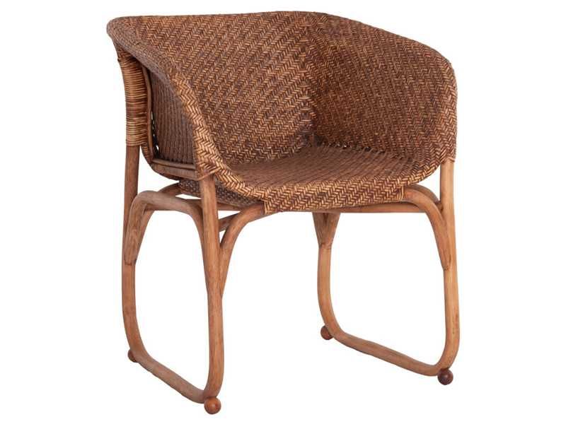 Кресло, HM9958.02, Орех, Естествен ратан, 63х60х77см.