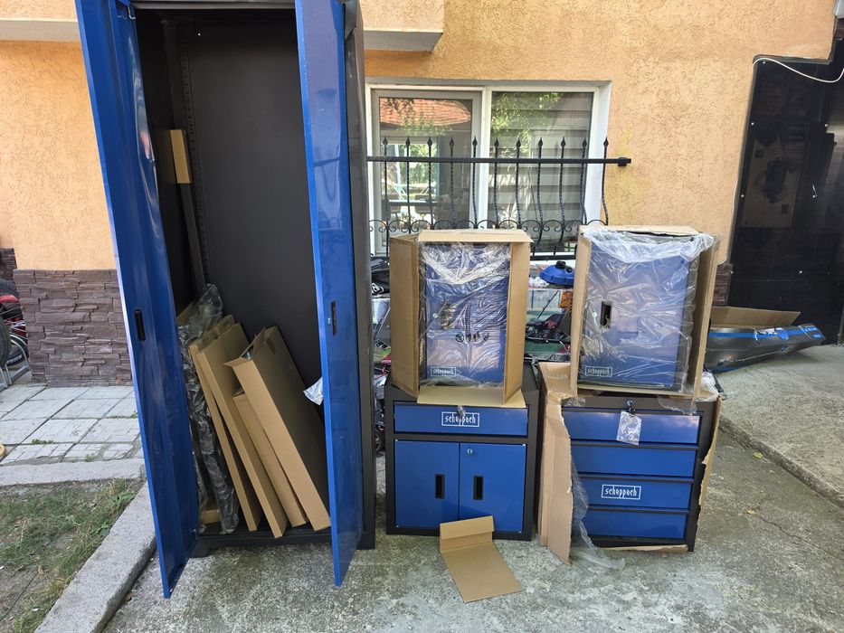Модулна Работна Маса с шкафове 8 части с колички, шкаф, перфорирана стена Scheppach GWS08