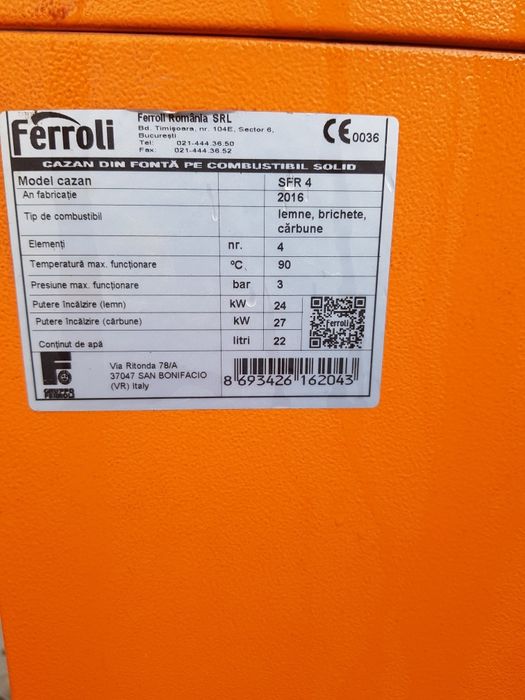 Vand centrala Ferolii 24 kw cu distribuitor si vas expansiune  horn cu cot