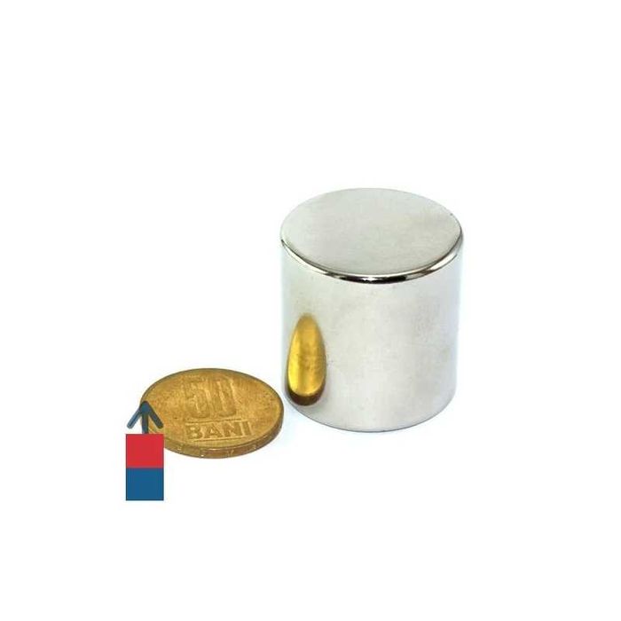 Magnet neodim puternic cilindru 30mm x 30mm - 40kg forta