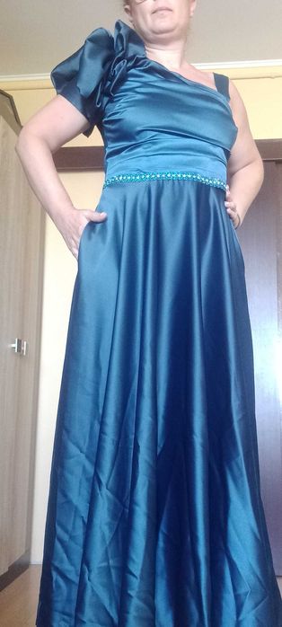 Rochie lunga  eleganta turcoaz 40/42, L, noua