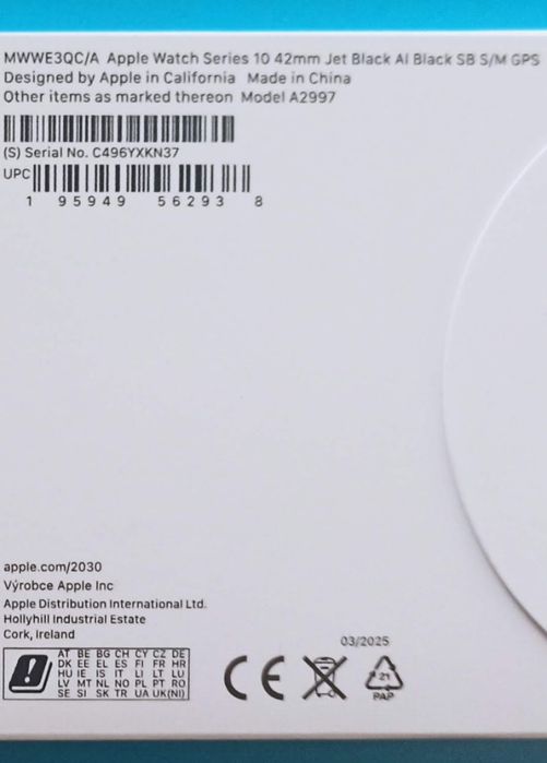 APPLE WATCH S10 42mm Jet Black Al Black SB S/M GPS.