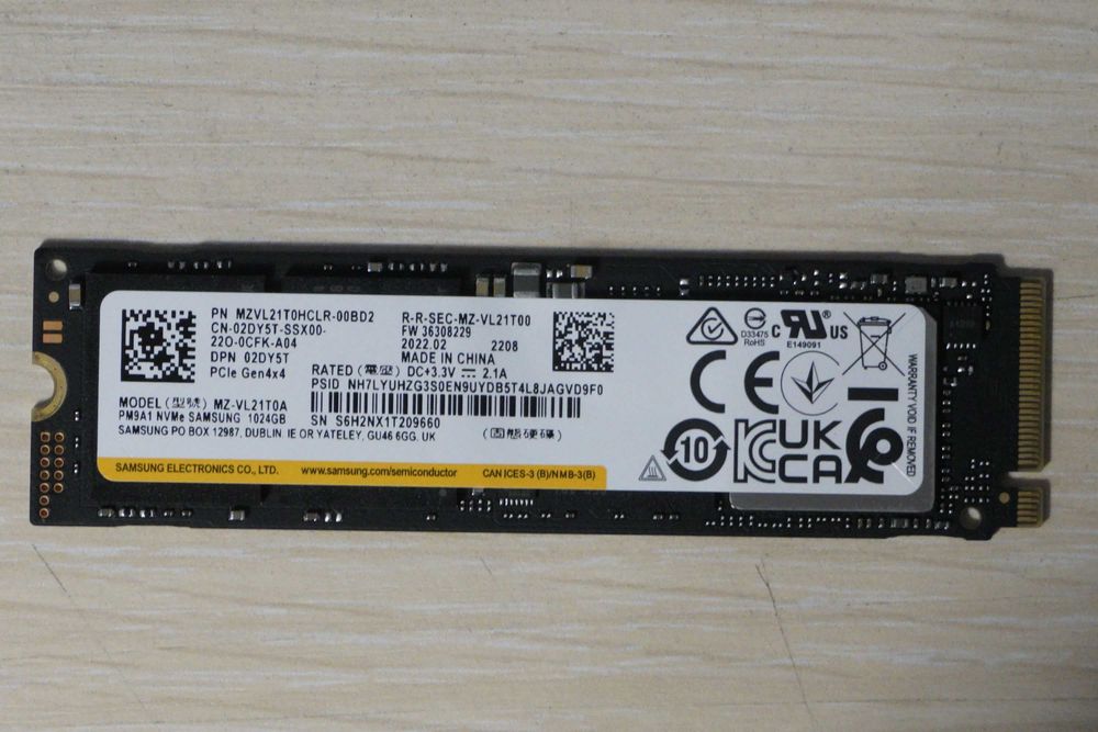 1TB Nvme SSD m.2 Samsung PM9A1 - gen4, 7000/5100mbs / вкл. ДДС