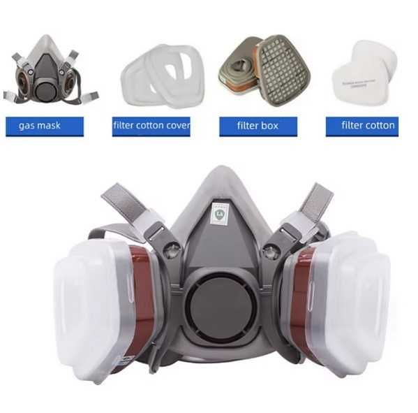 Строителна респираторна противопрахова маска с очила и филтри