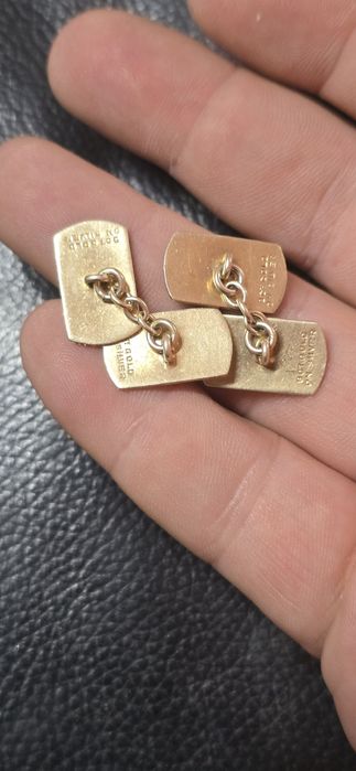 Butoni vechi argint cu aur 9 ct