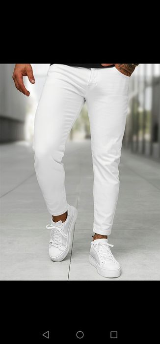Blugi pull&bear albi white M