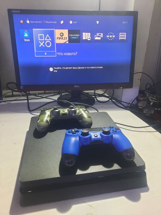 Playstation 4 Слим 1  тб Фифа24 2 джойстик