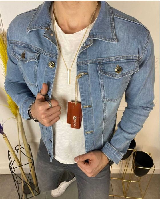 Мужские джинсовые куртки серые (0072)