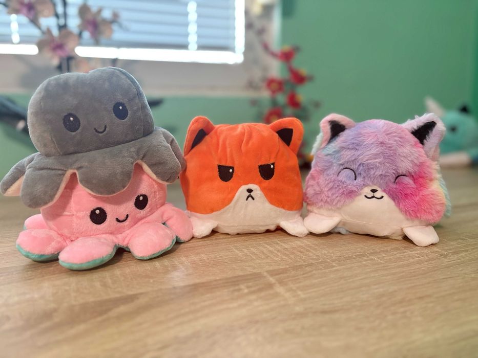 Плюшена играчка с 2 лица - октопод, лисица, еднорог