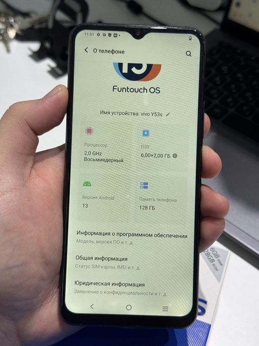 Vivo y53s 128gb ozu 6