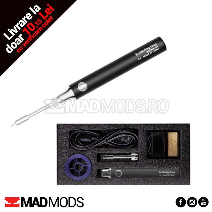 Set pistol de lipit letcon portabil, fara fir, cu acumulator