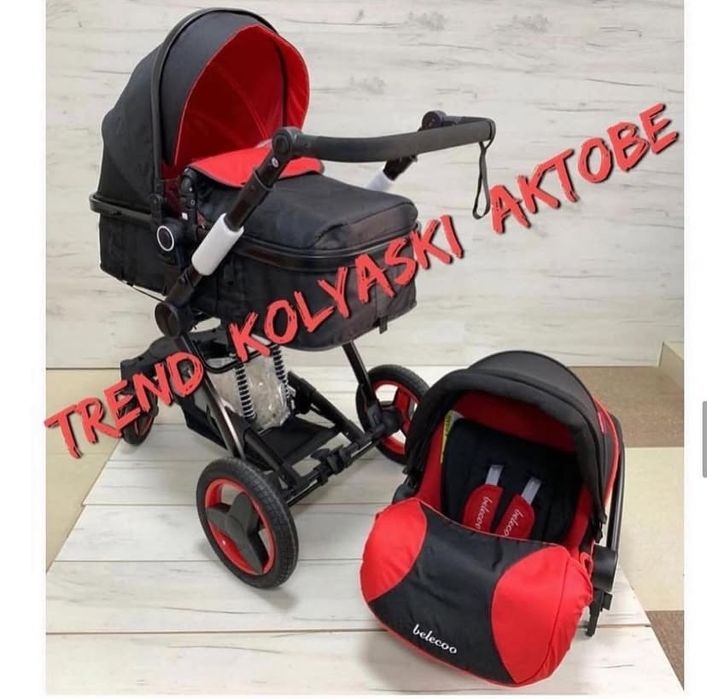 Коляска с люлькой и автокреслом, маневренная