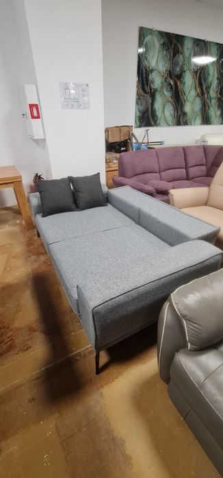 Сив диван от плат двойка с функция сън