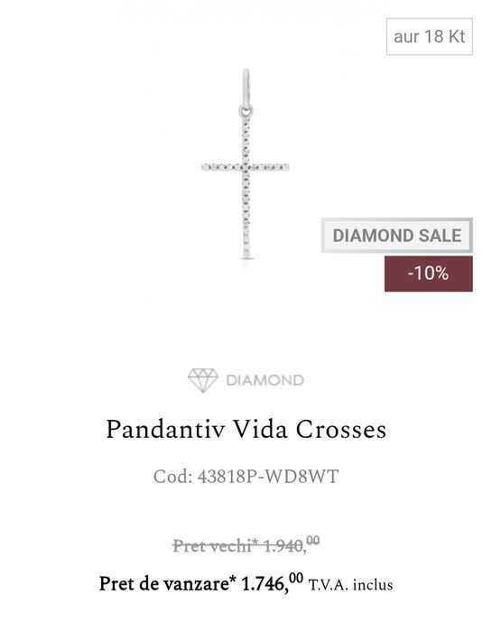 Pandantiv Aur 18 kt diamante / Lant si Pandantiv Aur 14 kt cu diamante