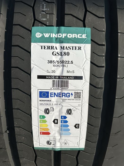 Нови Тежкотоварни Гуми WINDFORCE TERRA MASTER GSL80 385/55R22.5 160K (158L)