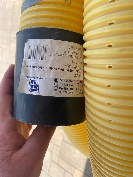 Tub drenaj, flexibil, PVC, Ø 100 mm, grosime 3 mm, L 25 m