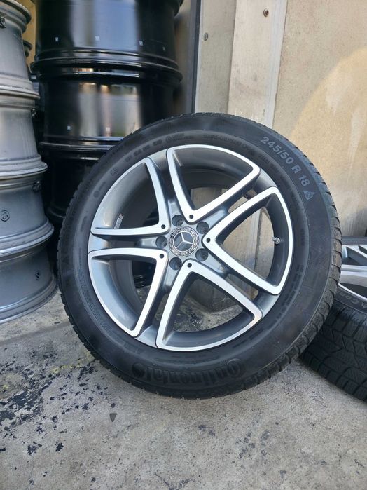 ROTI Jante + Anvelope IARNA - 245/50/18 5x112 18'' - OEM Mercedes S-Class W222 W221 - Continental - DOT 2019 + Senzori Presiune OEM Mercedes !