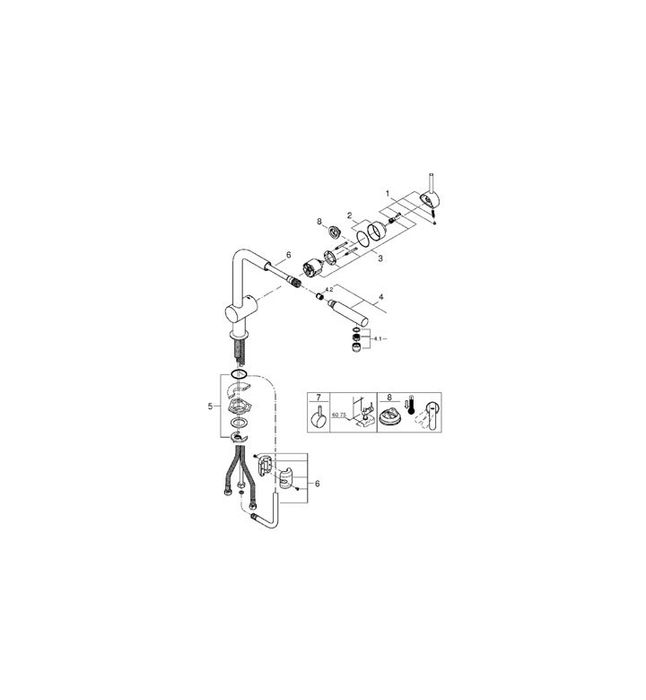 Кухненски смесител Grohe Minta 32168DC0,издърпващ се аератор,матиран
