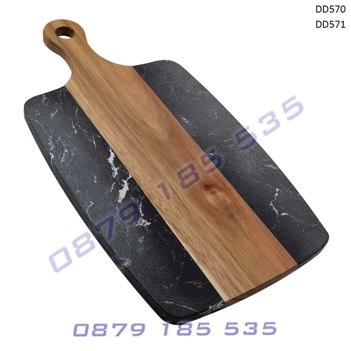 Дъска сервиране кухня рязане естествено акациево дърво мраморен дизайн