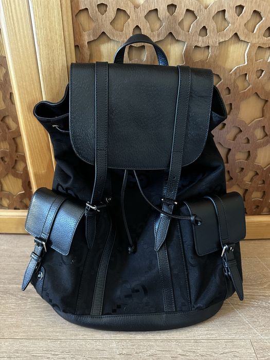 Rucsac Gucci  – negru, textil GG + piele naturală
