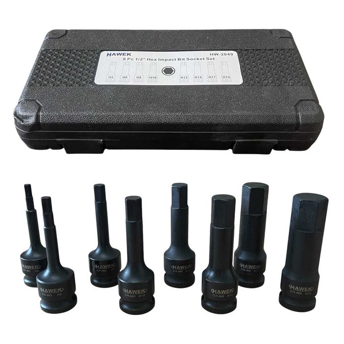 Комплект ударни битове 1/2 – шестограм 8 части HAWEK