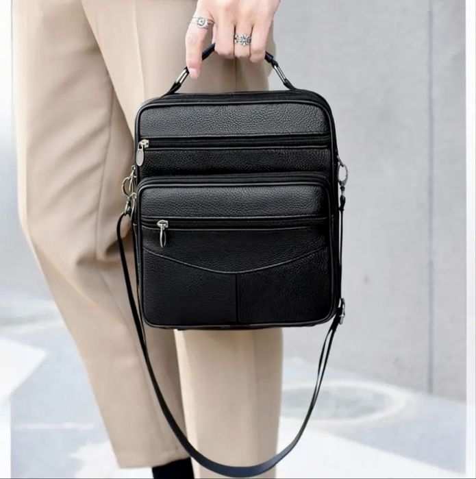 Мъжка кожена работна чанта/Елегантна и стилна, кафява естествена кожа!