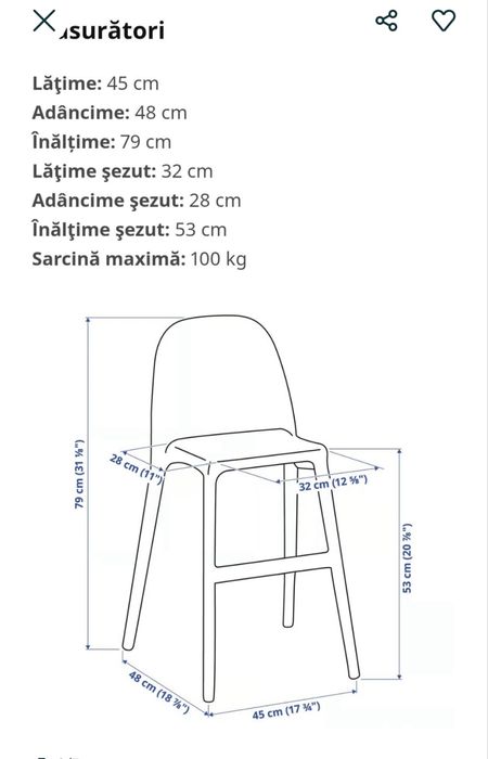 Scaun junior Ikea urban 2 buc