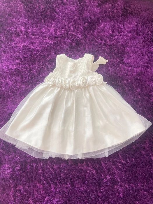 M&S Rochie Bebe trandafiri mătase albă