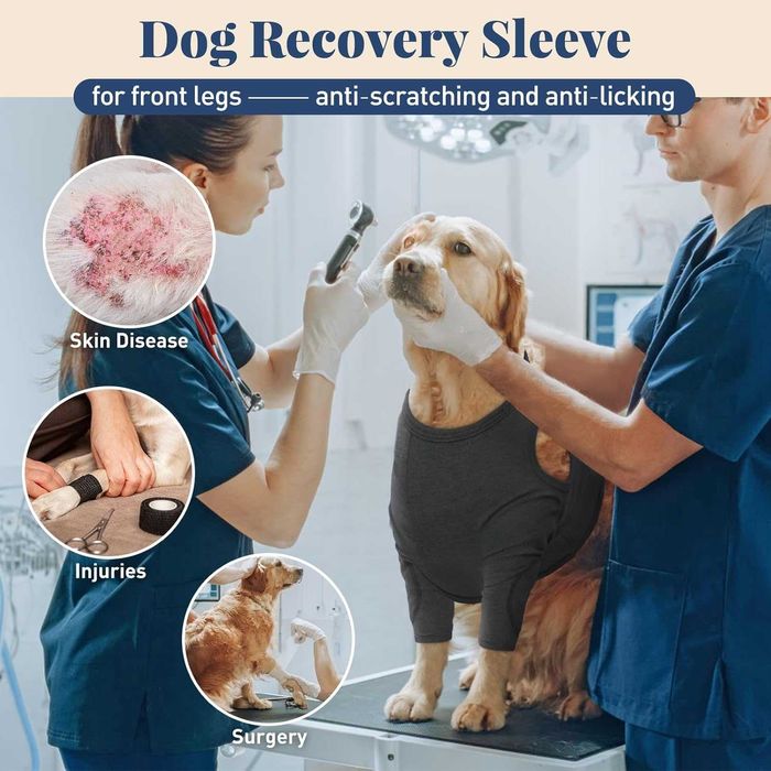 IECOii Хирургически костюм за кучета за предни крака,черен-3XL