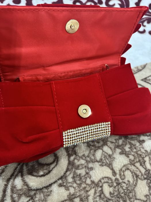 Сумка бархатная красная