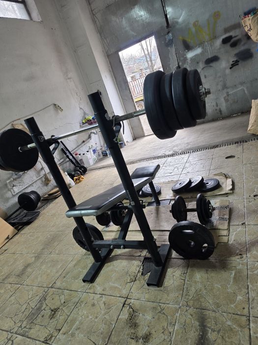 Pachet bancă reglabilă +haltera+gantere