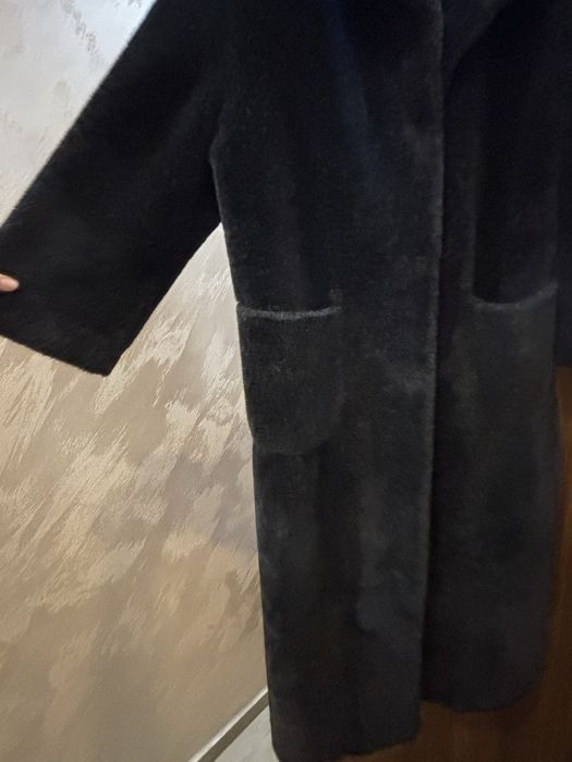 Дълго зимно палто еко кожа