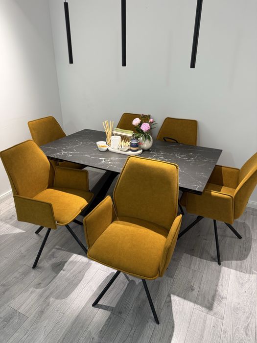 Set 6 buc. scaun rotativ LUGRO mustar 56x60x82 cm HOMLA