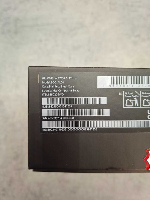 Смарт часовник HUAWEI WATCH 5 WHITE 42MM  Перфектен !!! Z-5425