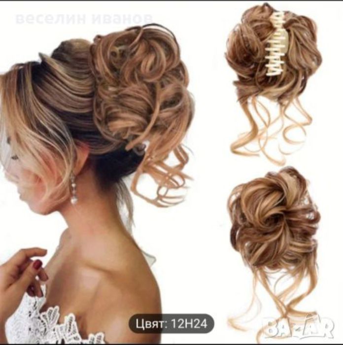 изкуствен кок за коса с щипка