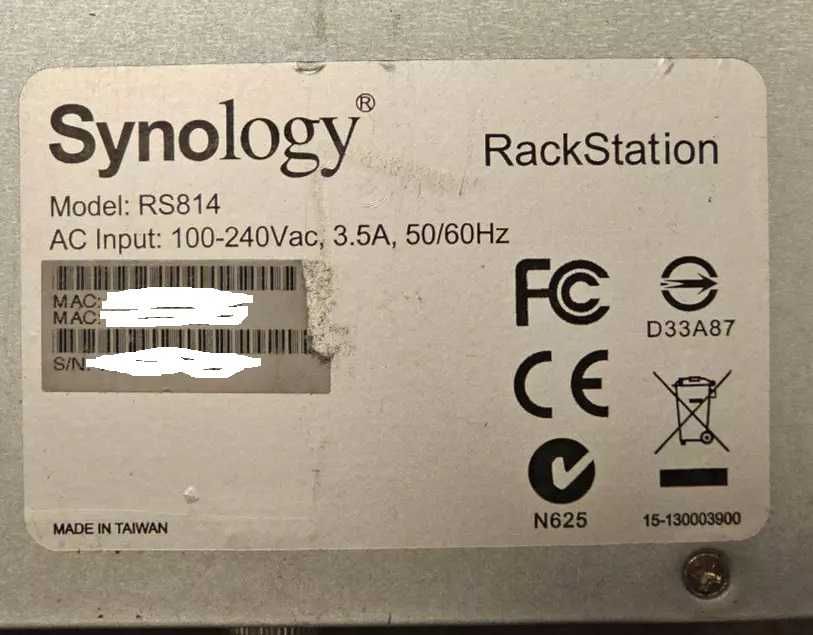 Synology NAS rack server - RS814 с 4x 3TB HDD - 12TB общо