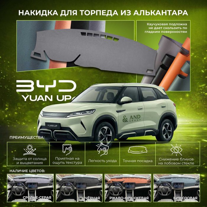 Алькантара накидка на торпеду Kia Sonet BYD Yuan UP Chery Tiggo7promax