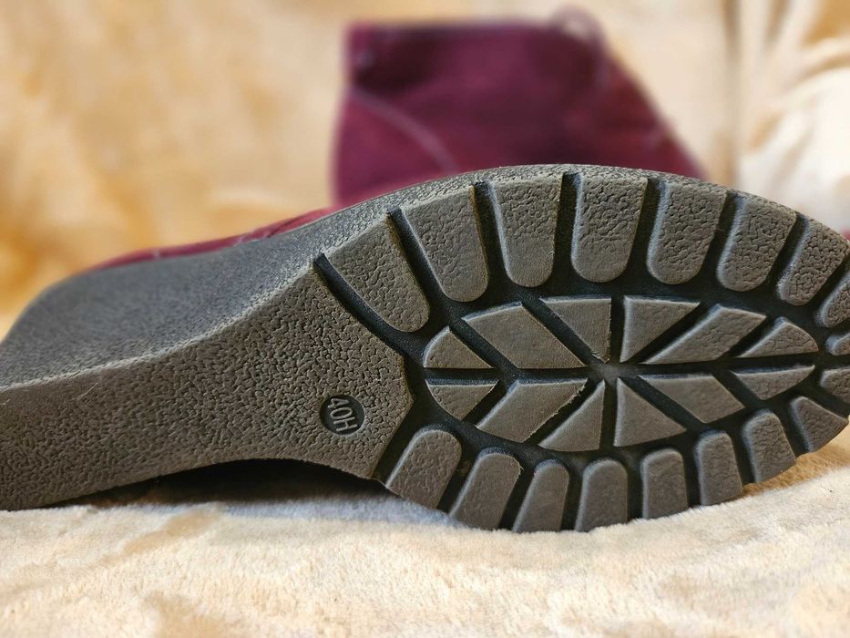 Botine cu toc ghete velur rosu Jana Soft line 40 NOI