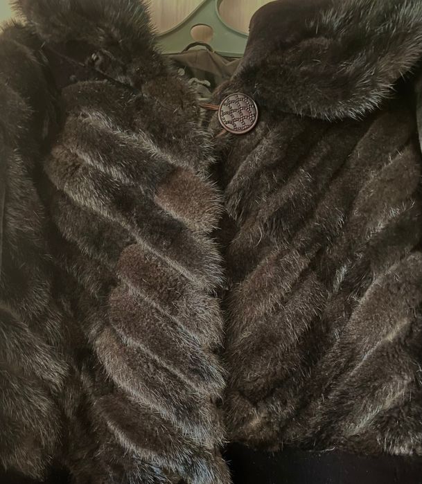 Шуба мутон + норка р-р 48