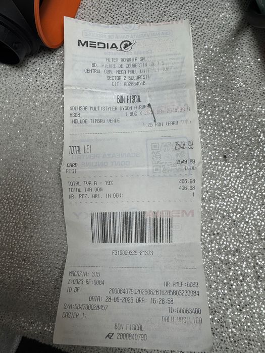 VÂND DYSON MULTISTYLER AIRWRAP HS08 ca nou,folosit o singură dată,în garanție