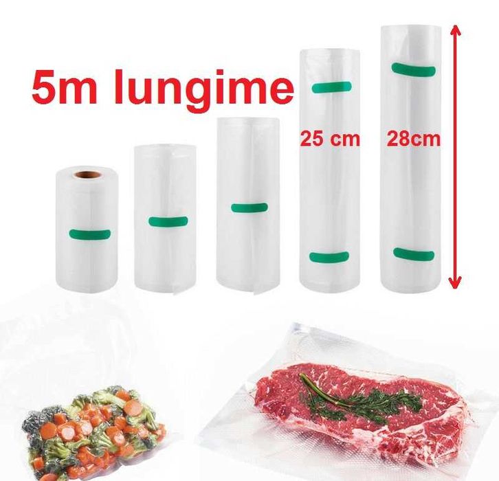 Pungi de vidat alimente la sul, Lungime 5m, Latime 12, 25, 28, 32 cm.